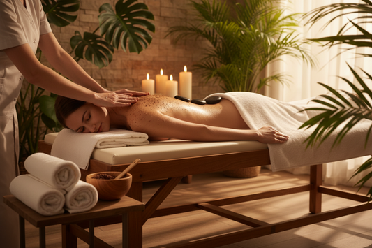 masaje en espalda con exfoliacion corporal