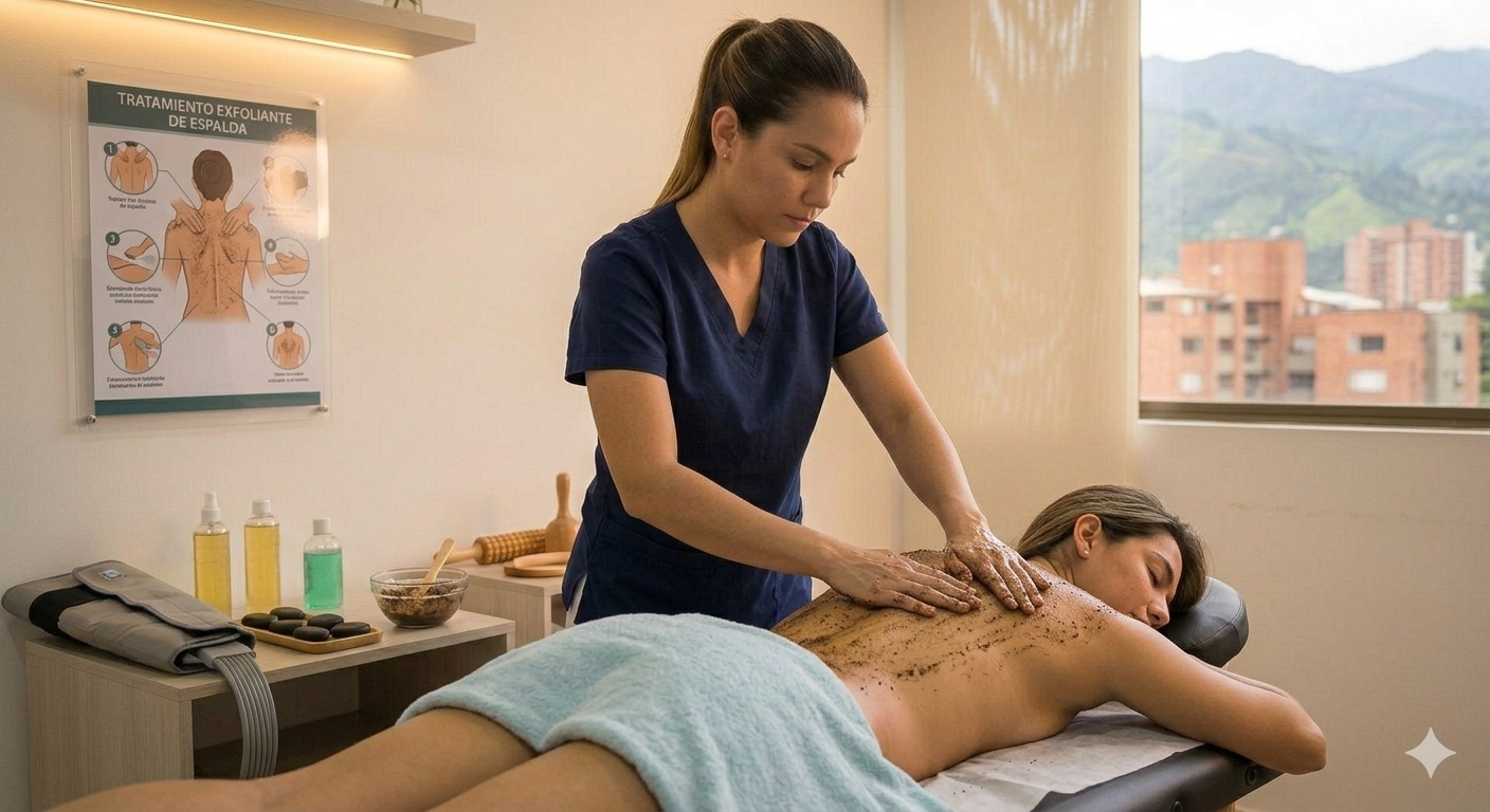 masaje en espalda con exfoliacion corporal